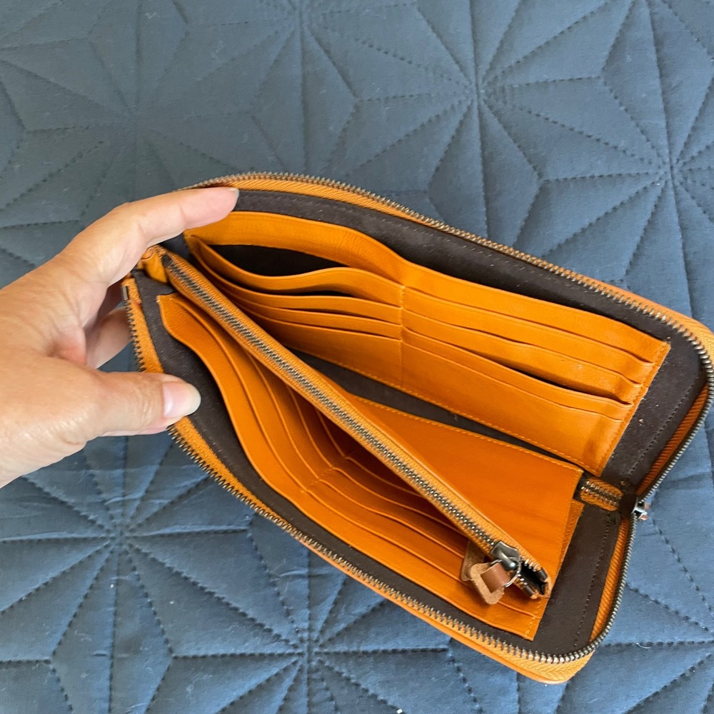 Bottega Veneta Intrecciato Weave Zip Around Leather Wallet Orange 203808 VH0G1 - Picture 7 of 13